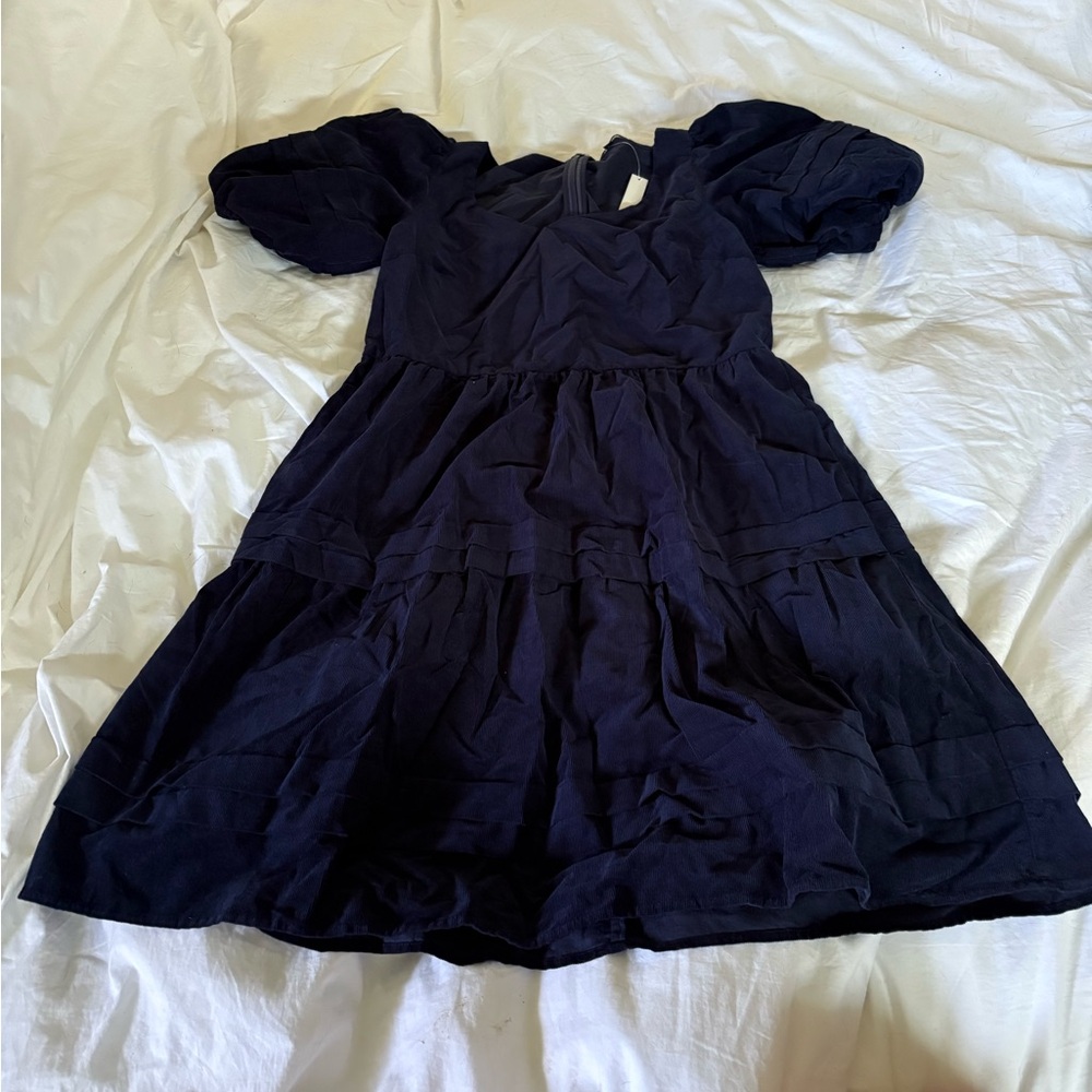 Madewell Corduroy Tiered Mini Dress navy Sz XS  NWT